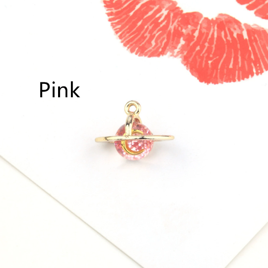 Gold Tone Star Moon Charm,Universe Saturn Charm Pendants For DIY Earring Necklace Findings