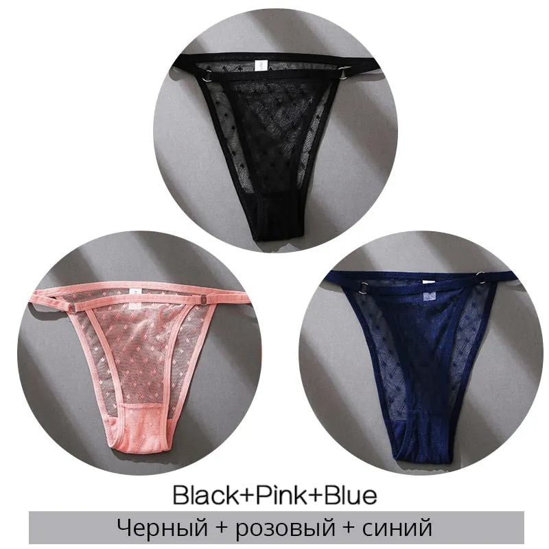 FINETOO M-2XL Sexy Panties Women Dot Lace Bikini Underpants Low Waist Lace Underwear Plus Size Panty Ladies Lingerie Girls Panty