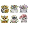 6Pcs Blume Katze - 5d DIY Handwerk Aufkleber Magnet