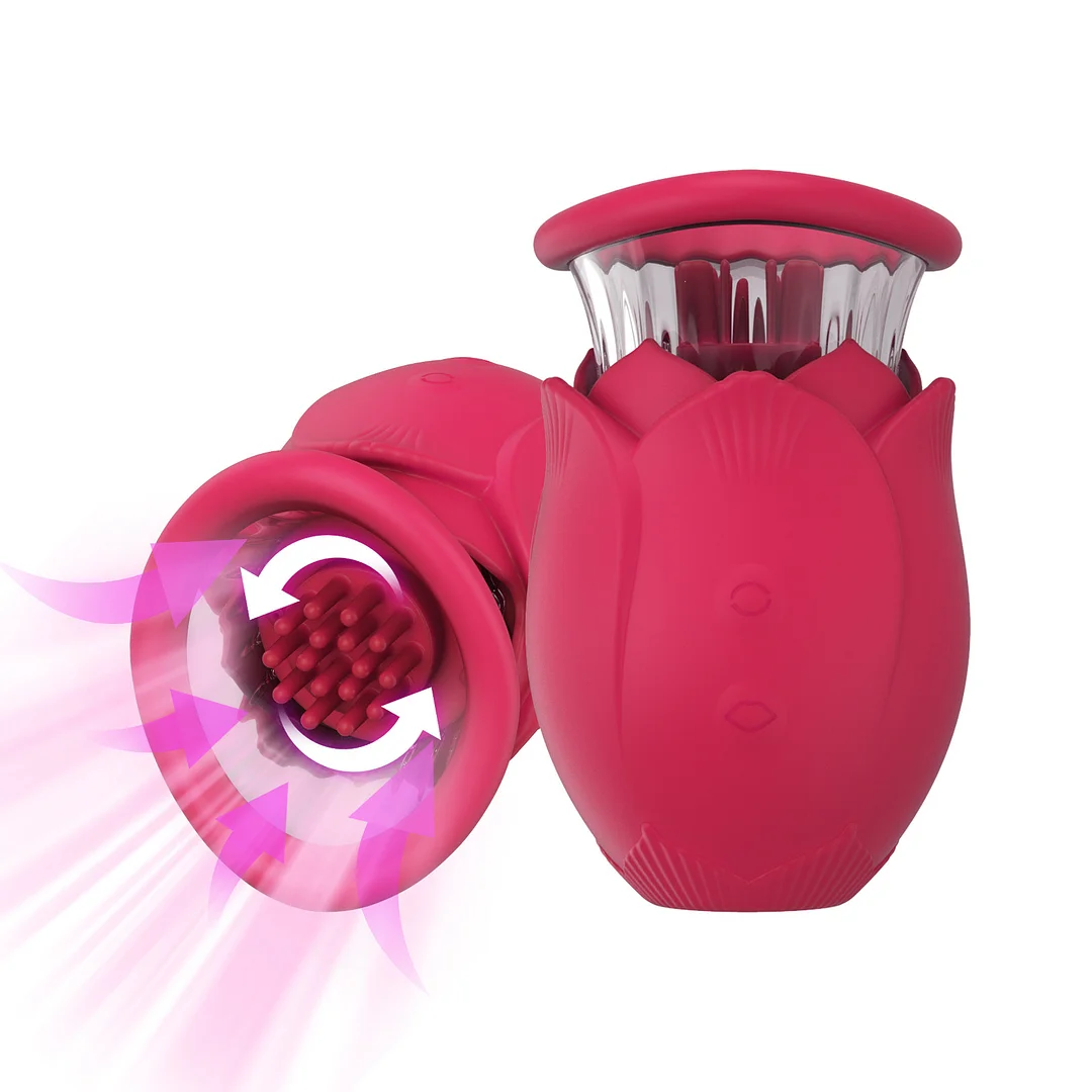 2024 Upgraded 2-in-1 Rotating Rose Clitoral Sucking Vibrator Nipple Sex Toy