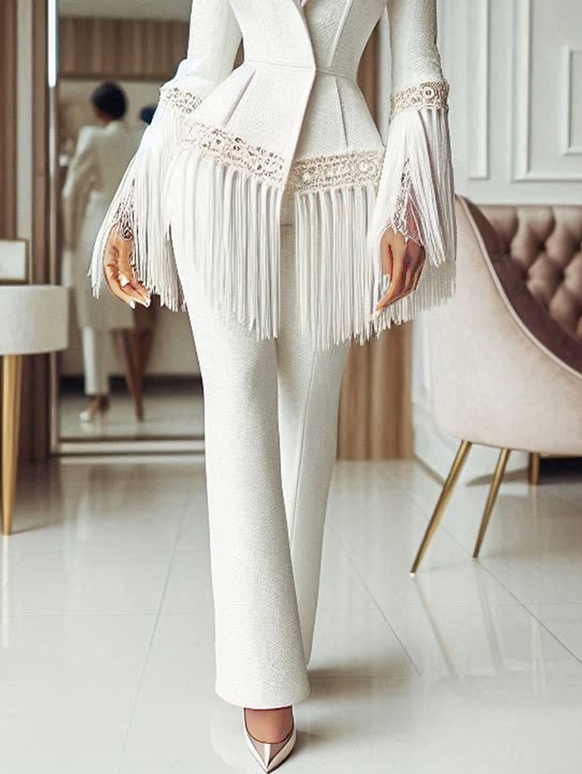 Formal Solid Color High Waist Straight Leg Pants