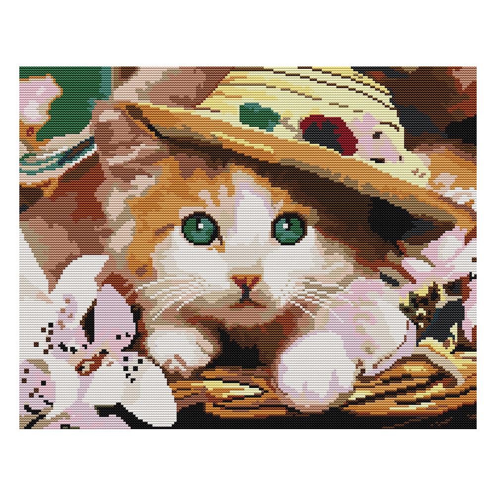 

Cat - 14CT Stamped Cross Stitch - 42*34cm, 501 Original
