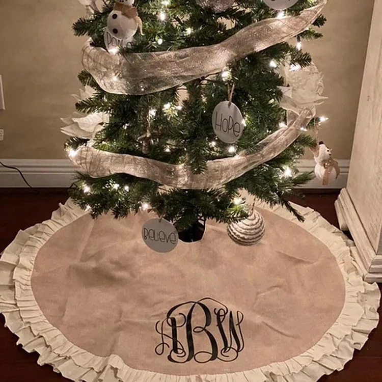 Ivory Ruffle Burlap Tree Skirt