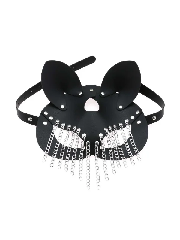 Party Vintage Kitty Chain Fringed Rivets Mask-mysite