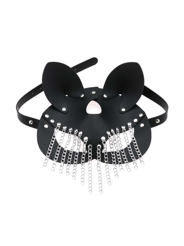 Party Vintage Kitty Chain Fringed Rivets Mask