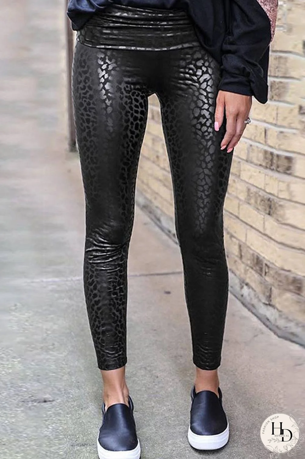 Fashion Printed Skinny Leather Pants