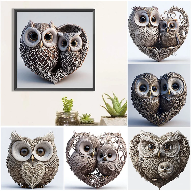 Valentine Love Owl - Full Round - Diamond Painting (30*30cm)