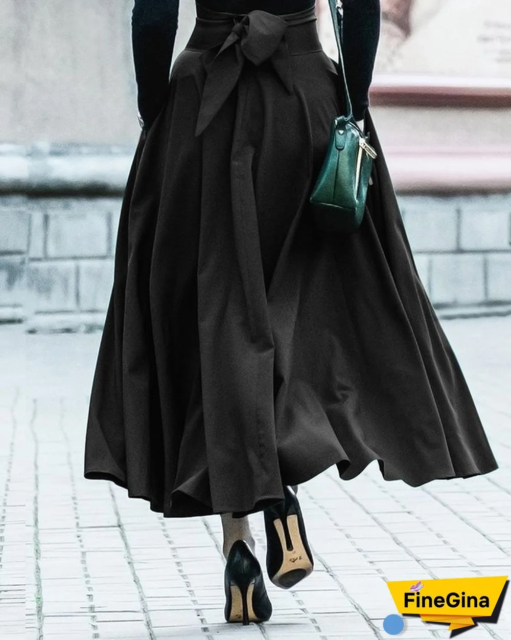 High Waist Tied Detail Maxi Skirt P12319