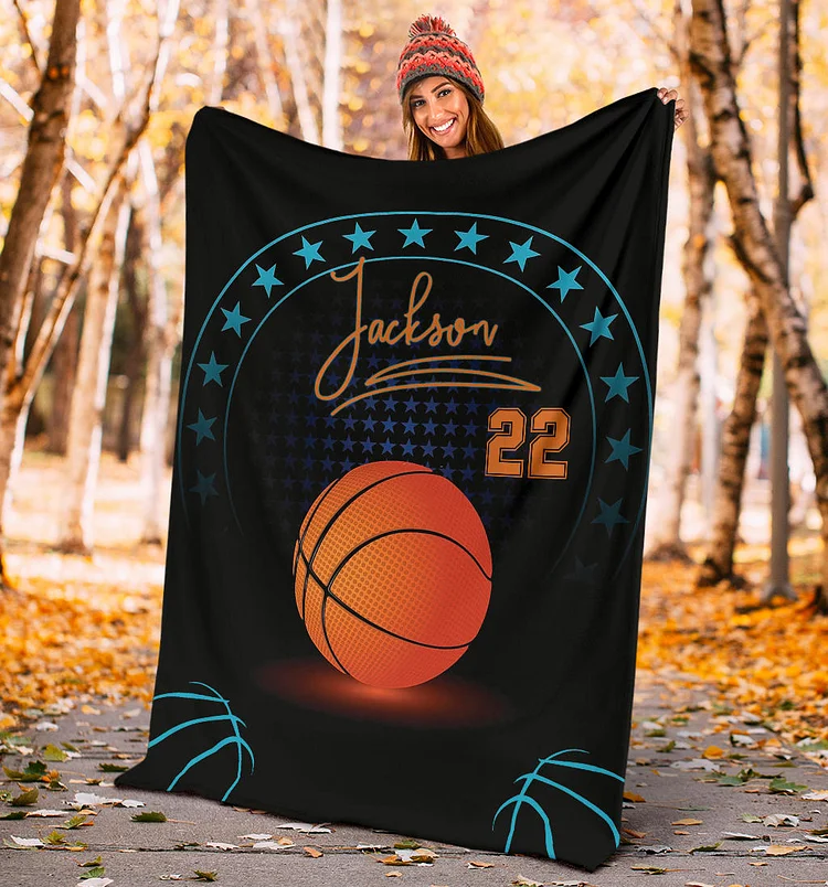 Personalized Basketball Blanket, Basketball Boy Sherpa Fleece Blanket | BKKid681