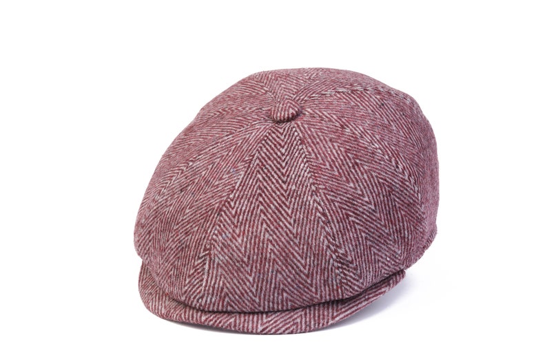 Herringbone Wool 8 Panels Newsboy Cap, PEAKED  Hat