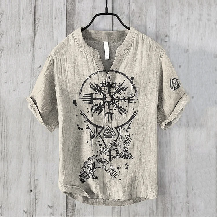 Viking Rune Birds Art Linen Blend Cozy Shirt