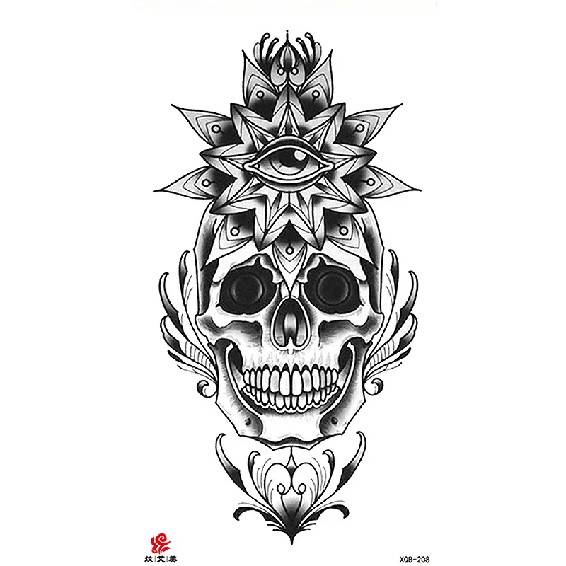 Sdrawing Temporary Tattoo Sticker Flash Tattoos Skull Snake Wolf Blue Pink Rose Flowers Body Art Arm Fake Sleeve Tatoo Women
