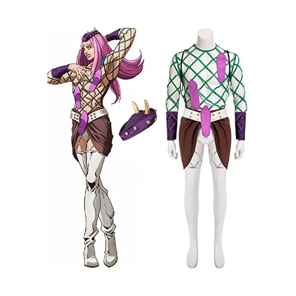 Anime JOJO Stone Ocean Narciso Anasui Cosplay Weather Report Costume Enrico Pucci Uniform Outfits 
