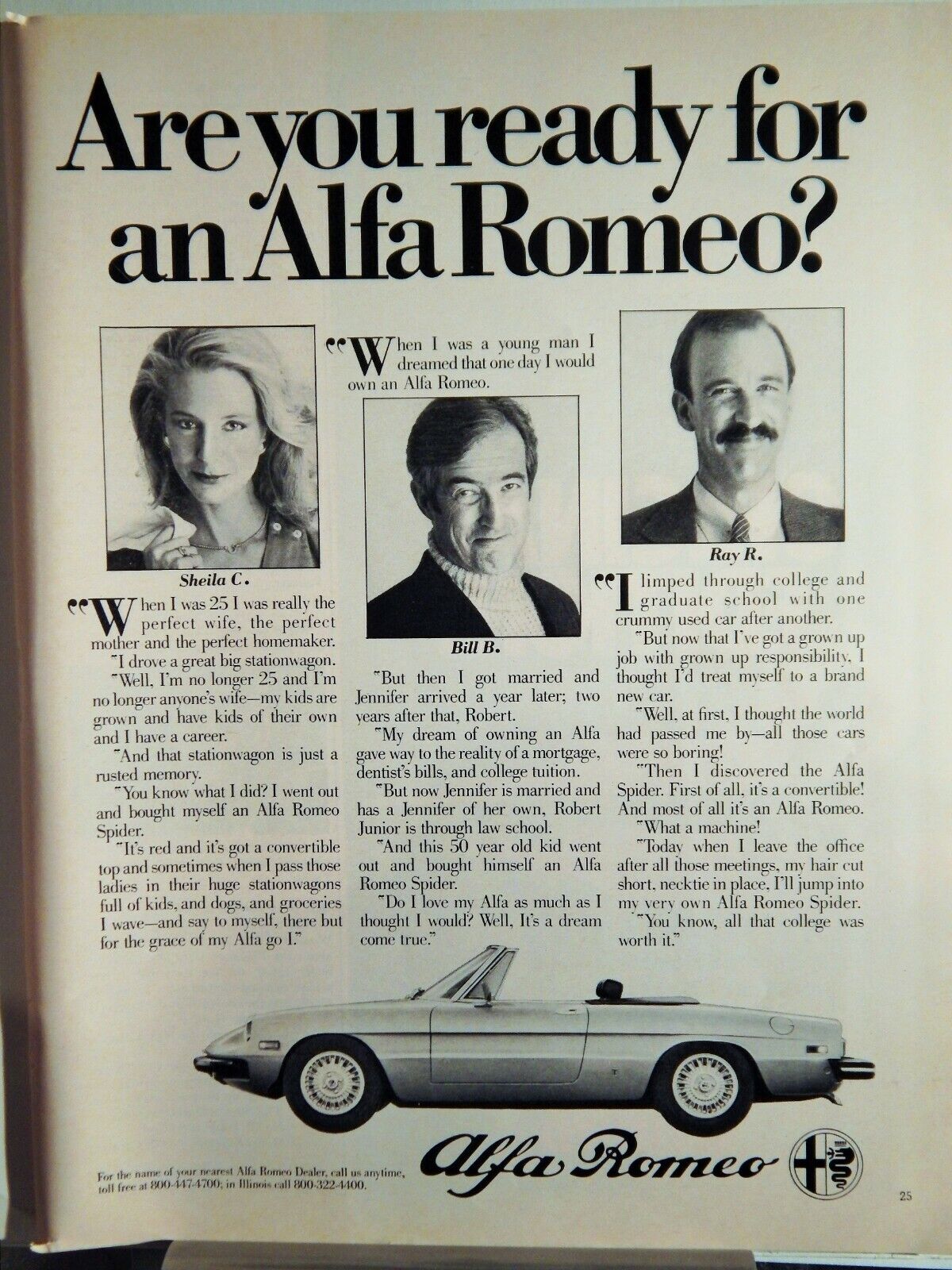 ALFA ROMEO SPIDER SPORTSCAR / CANON P10-D CALCULATOR ORIG VTG 1980 Photo Poster painting AD,