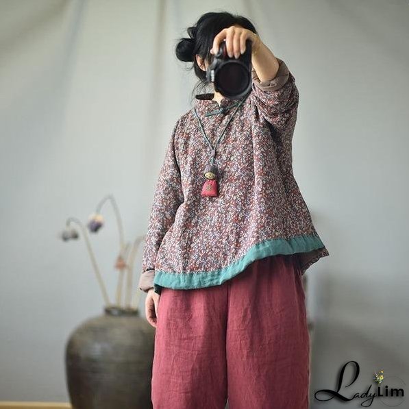 Autumn Winter new Cotton Linen Comfortable Long Sleeve Women Jackets