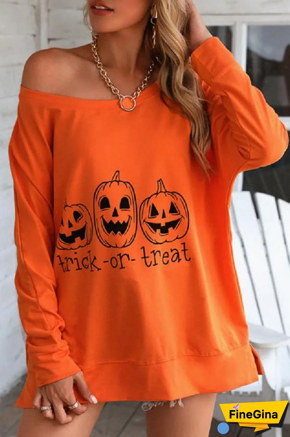 Street Print Split Joint Slit Tops