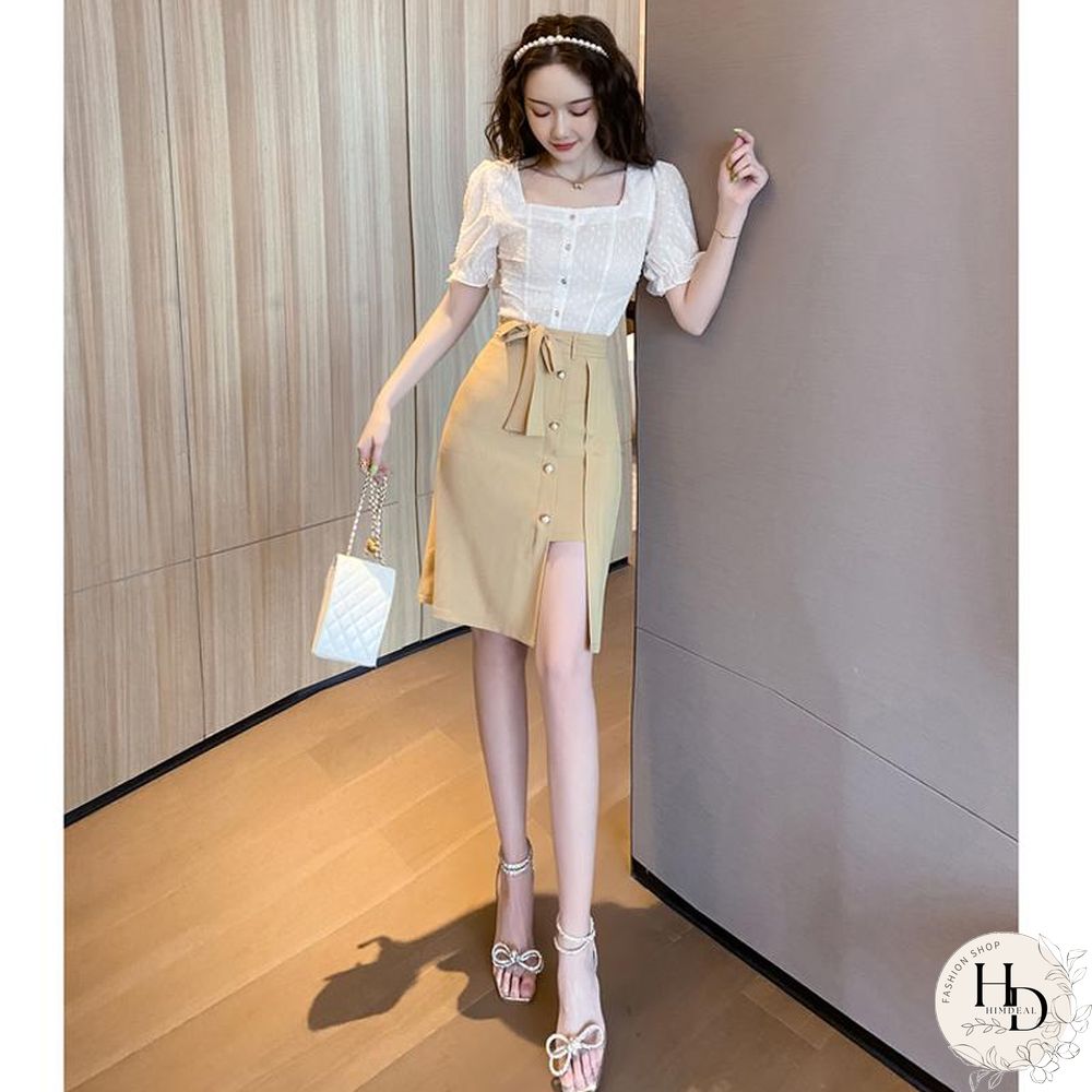 Square Collar Bodycon Two-Piece Set P15451