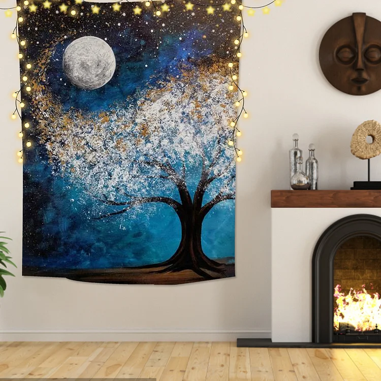 Tree and Moon - Printed Tapestry