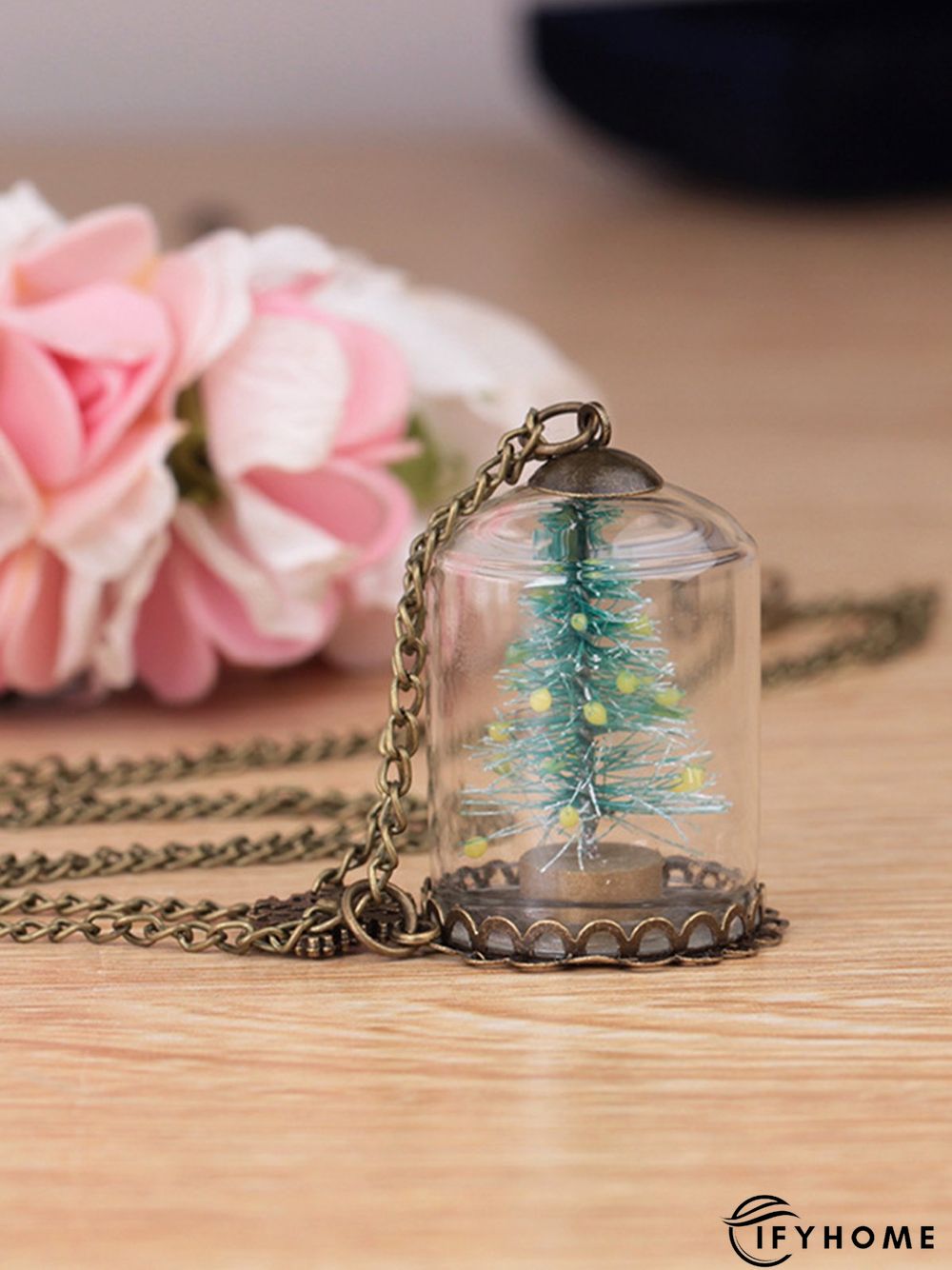 Christmas Tree Snow Glass Luminous Necklace Xmas Necklace | IFYHOME