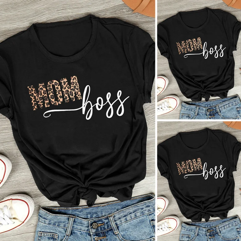 SWEARY MOM Letter Print T-shirt For Women