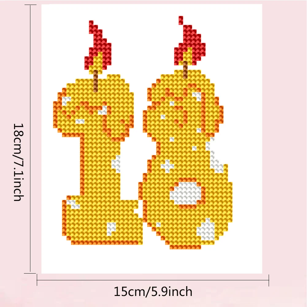 12pcs Birthday DIY Mini Round Diamond Painting Set Table Decor No Frame 15x18cm