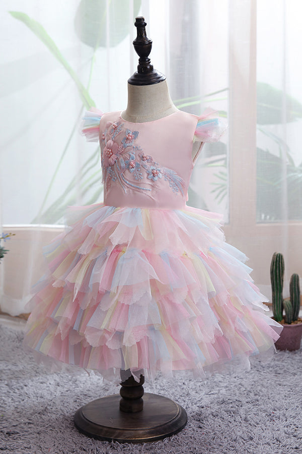 Daisda Yellow Tulle Ruffles Flower Girl Dress Ball Gown Wedding