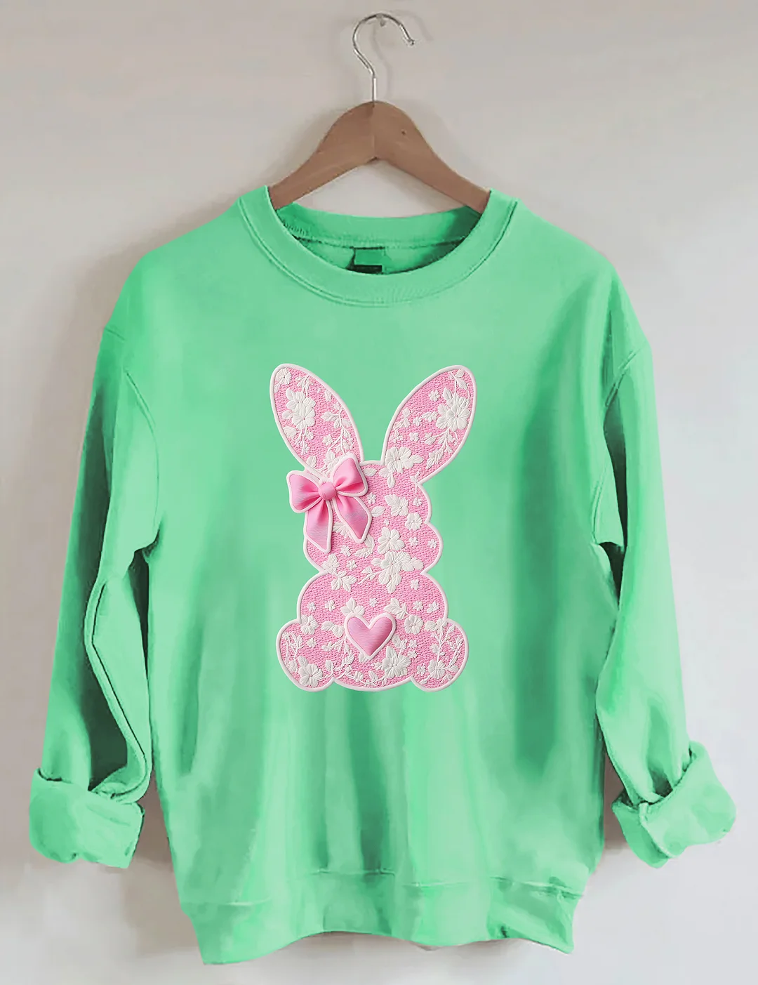 White Lace Bunny Coquette Bow Sweatshirt