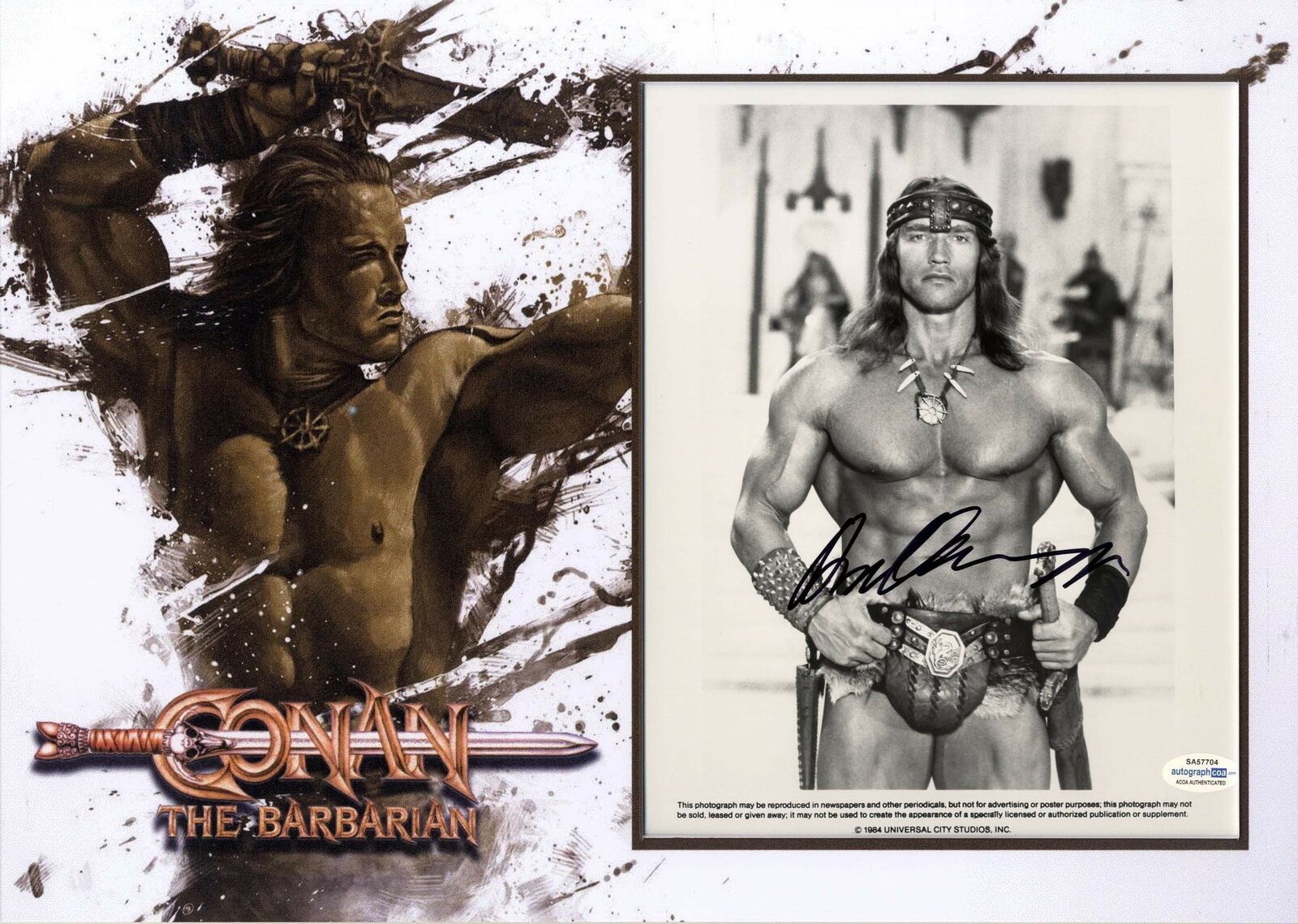 CONAN Arnold Schwarzenegger autograph, signed Photo Poster painting mounted 16,6 x 11,75 inch