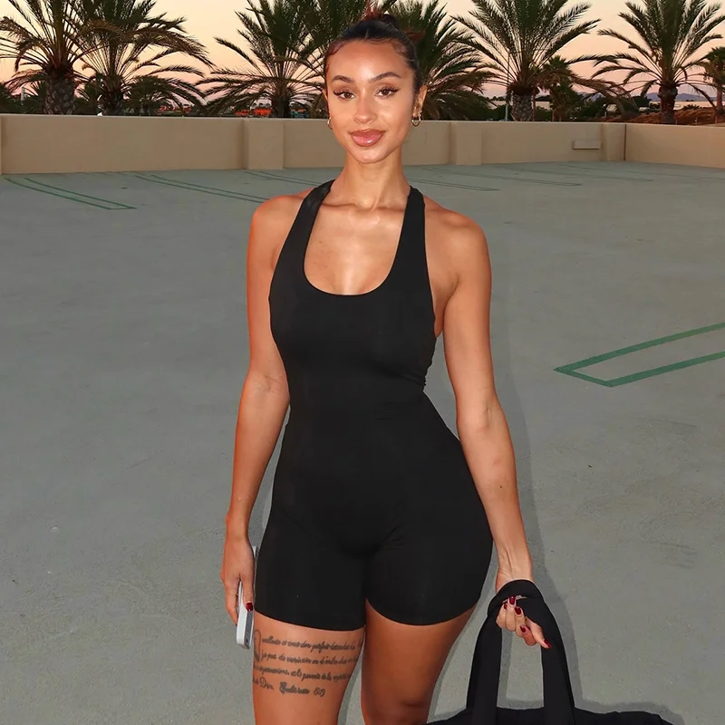 Uveng Uveng Women's Autumn And Winter Wide Shoulder Strap Belt Strap Strap Strap Backpack Hollow Bare Back Jumpsuit