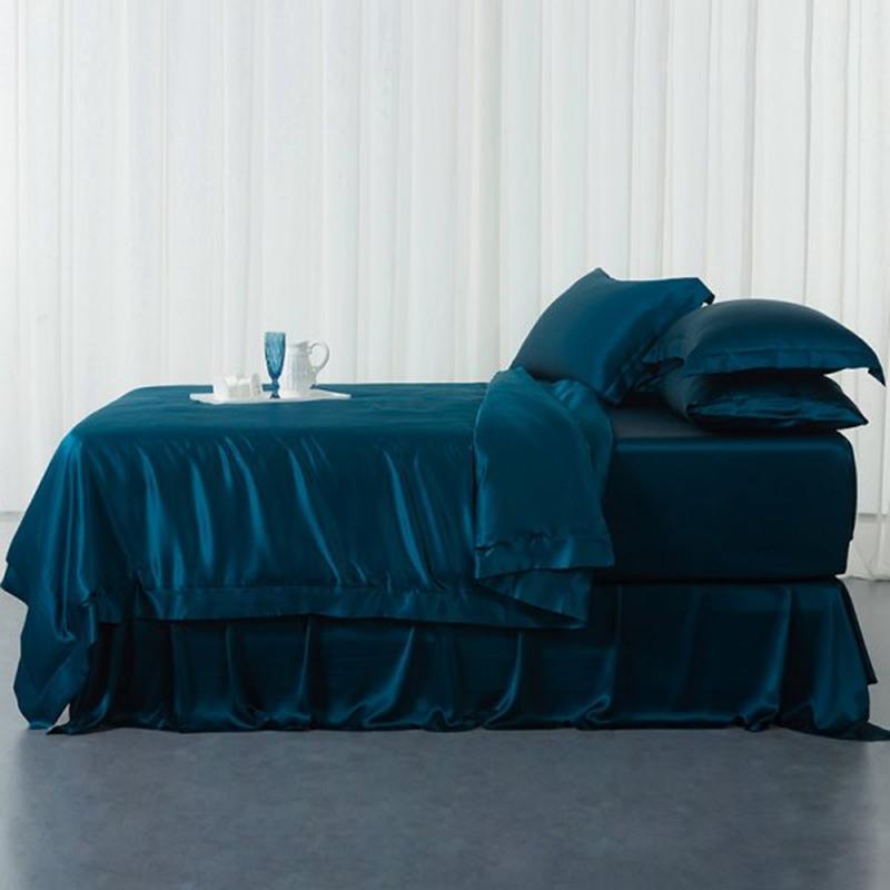 19 Momme Silk Duvet Cover Set | 4pcs Blue