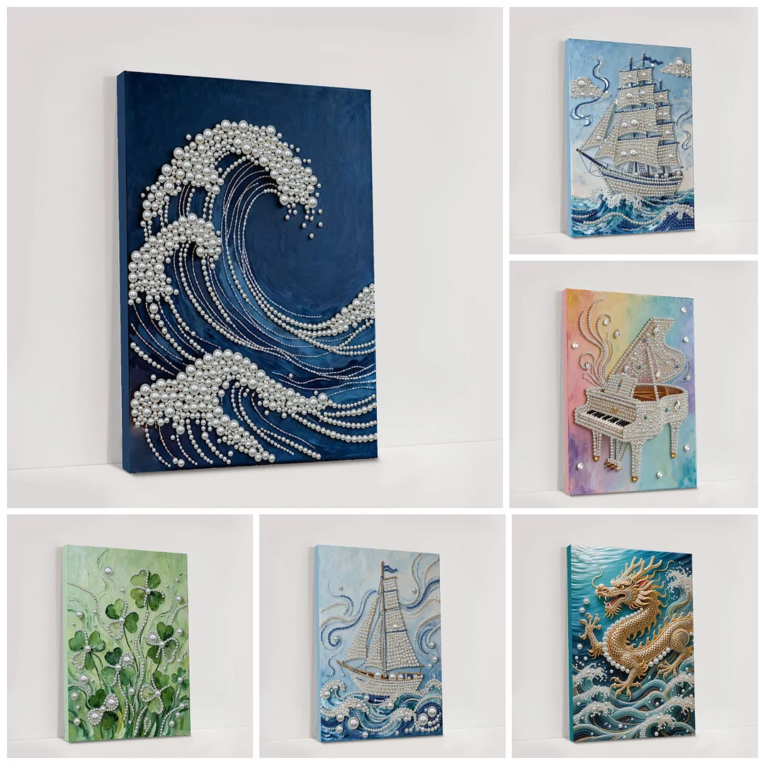 DIY Pearl Painting Art Kit, Oil Painting Style Beads Canvas With Frame 30*40cm, Handmade Home & Wall D&eacute;cor, Beginner Friendly Unique DIY Gift for Friends, Mom