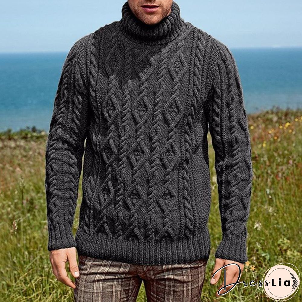 Sweater Men's High Neck Knitted Sweater