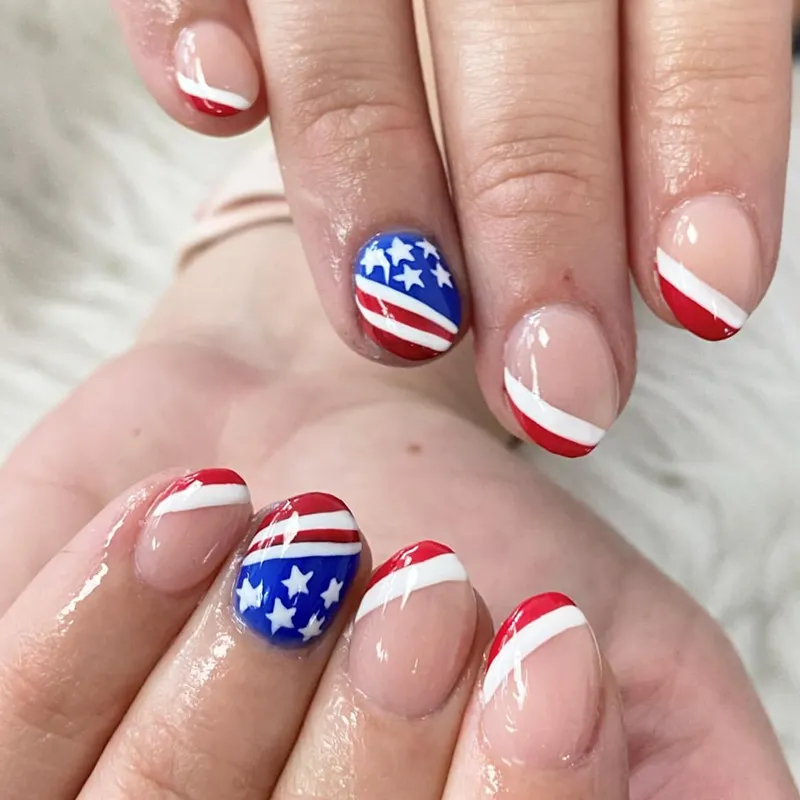 Churchf Churchf Independence Day Red And Blue With Stars Amazing Guy Wearing Fake Nails