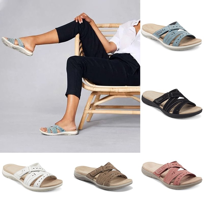 LEATHER SOFT SOLE ORTHOPEDIC ARCH SUPPORT SLIPPERS