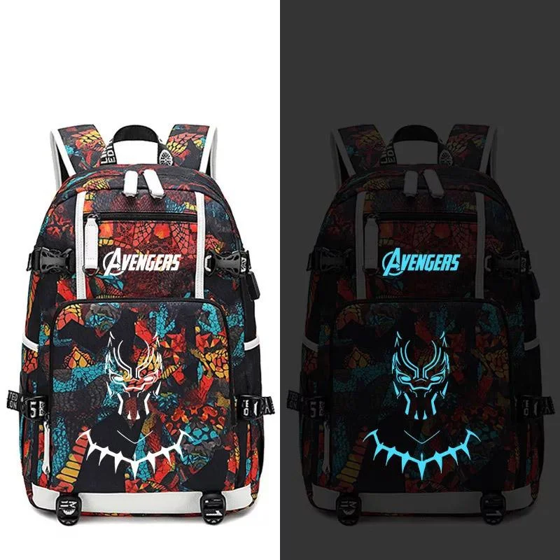 Buzzdaisy Avengers Black Panther #14 USB Charging Backpack School NoteBook Laptop Travel Bags Luminous
