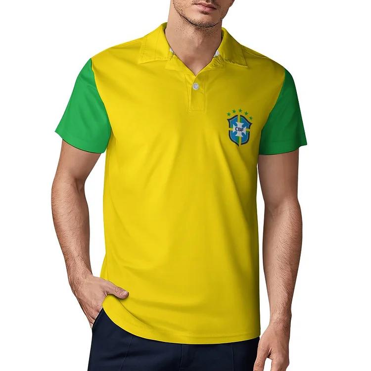 Br&eacute;sil Polo De Golf &Agrave; S&eacute;chage Rapide Coupe Homme Blanc