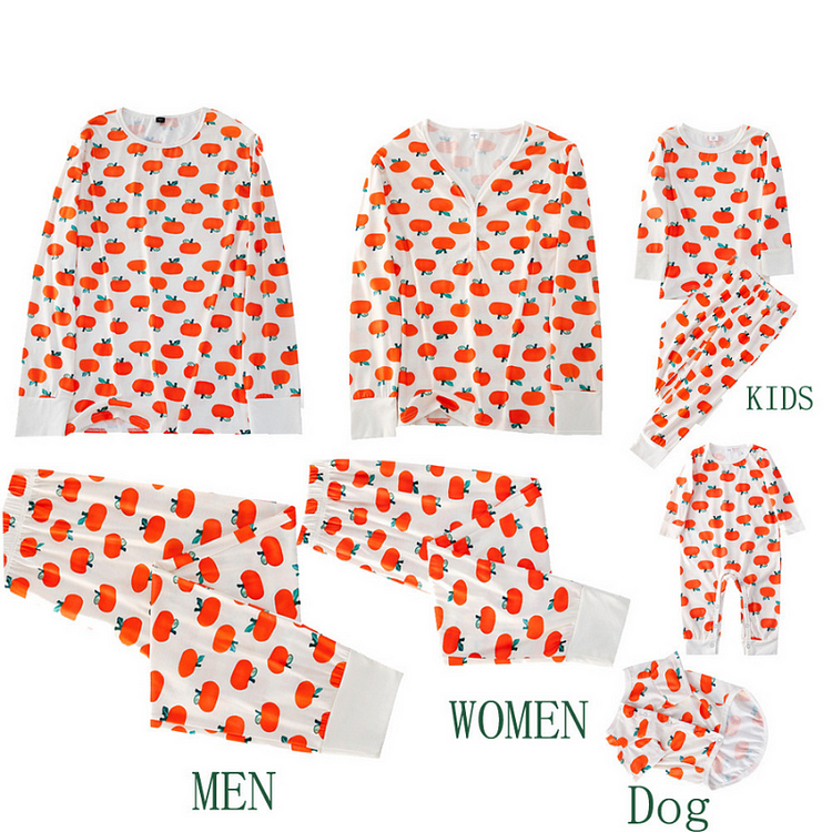 Halloween Pumpkin Orange Print Parent-child Pajamas Set