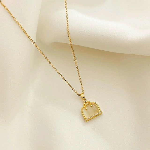 Cat's Eye Handbag Gold-Plated Necklace