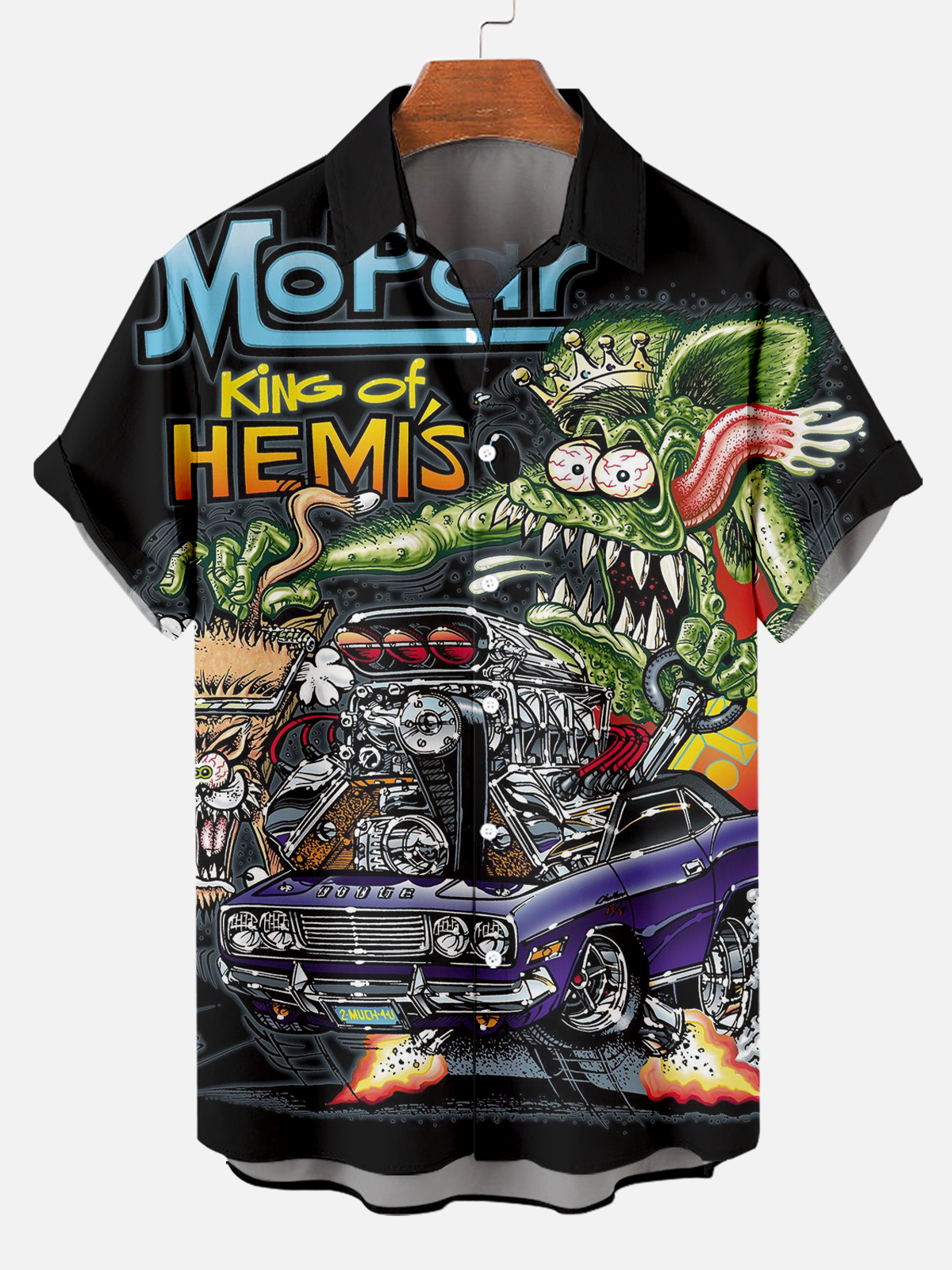 Men's Mouse Modified Car Print Short Sleeve Shirt PLUSCLOTHESMAN