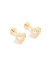 Women's Gold Plated Titanium Cubic Zirconia Heart Flat Back Sleeping Earrings Studs