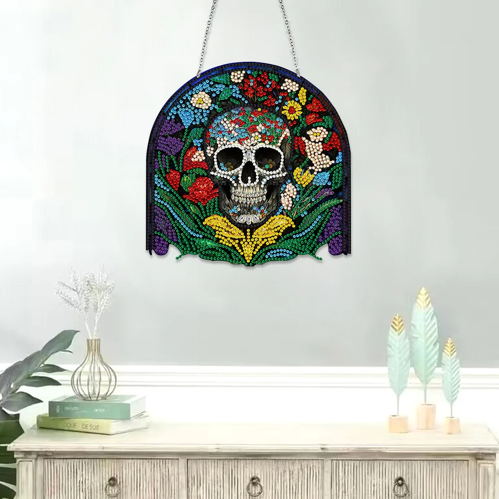 DIY Skull Diamond Dots Art Cool Home Garden Decoration