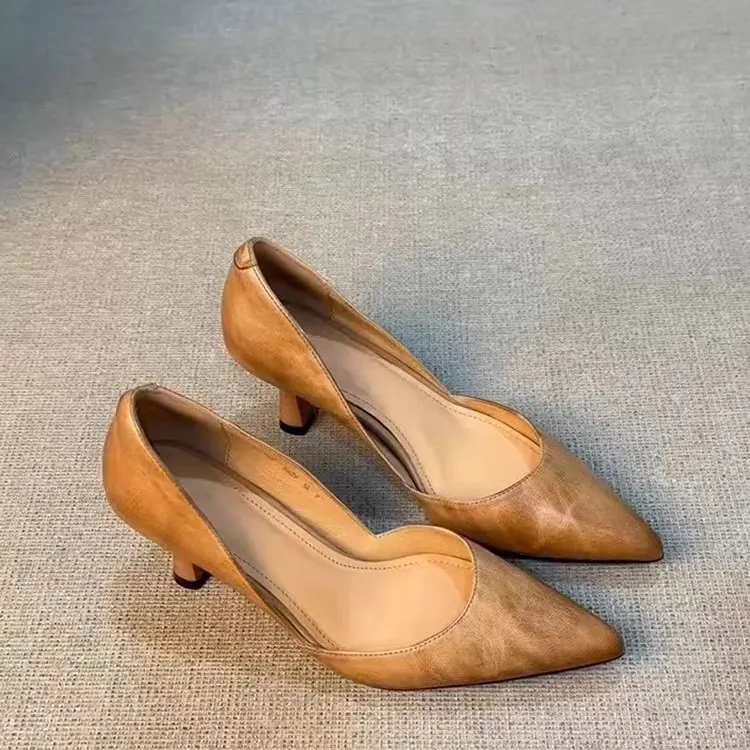 Breakj Breakj Retro Tip-Tip High-Heeled Women's New One-Legged Fine-Heeled Single Shoes