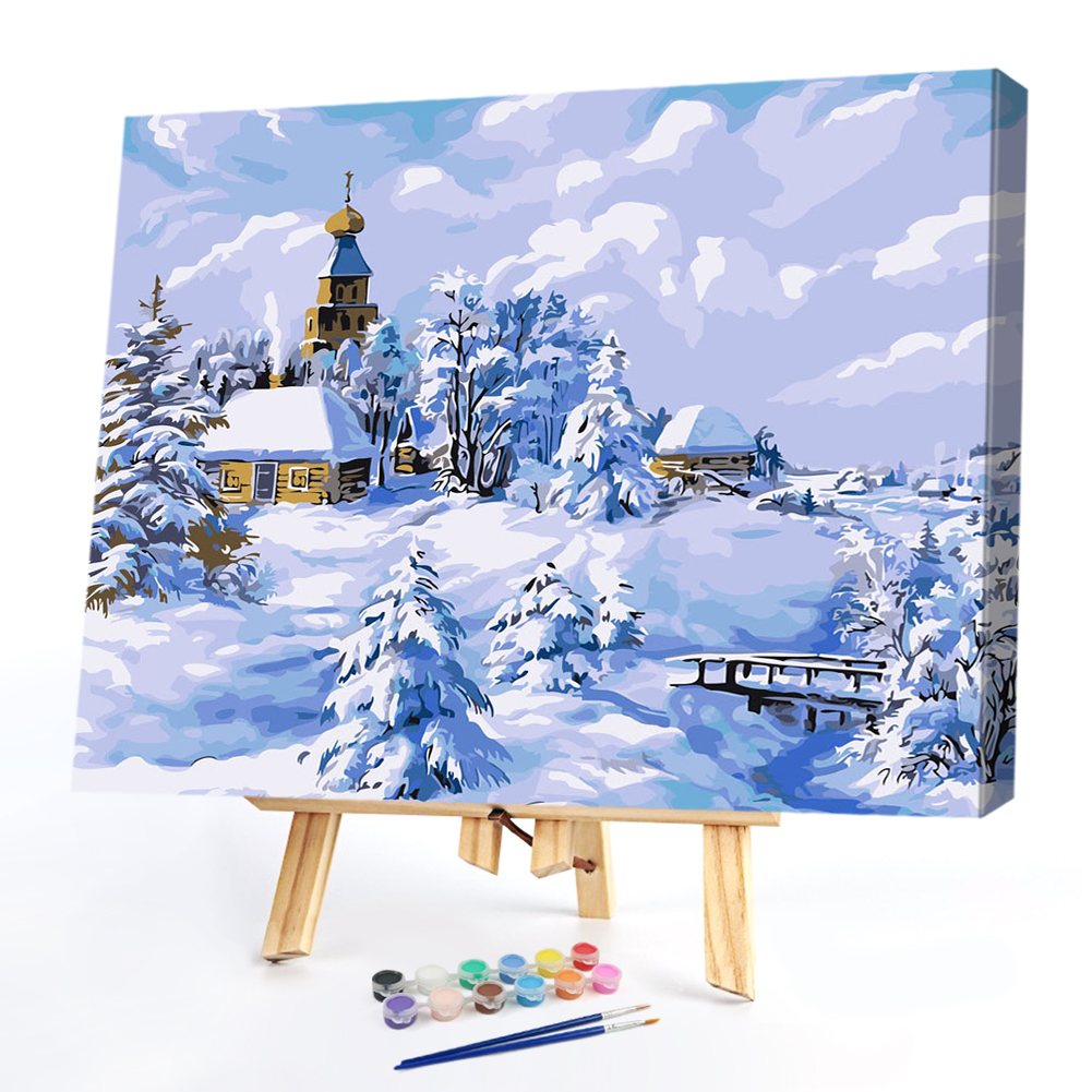 

40x50cm - Paint By Numbers Snow Village, 501 Original