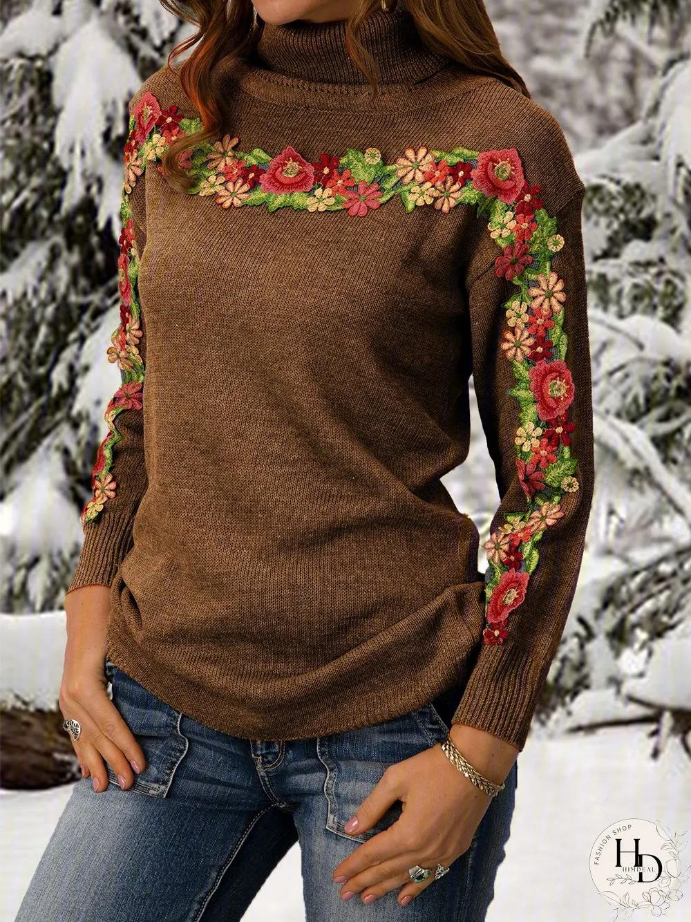 Casual Long Sleeve Plus Size Turtleneck Sweater