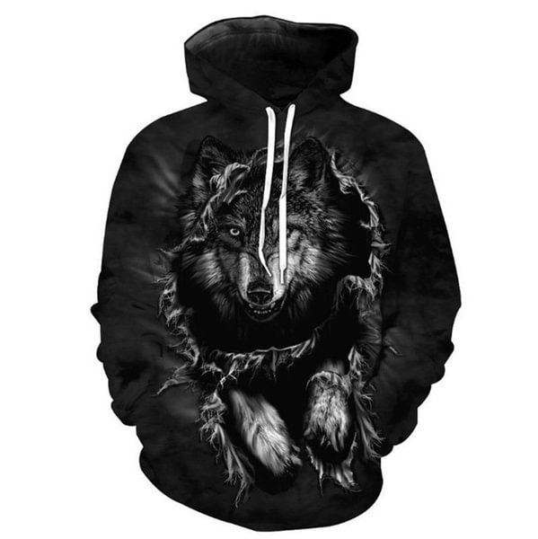 Unisex Hoodies Personality 3D Print Wolf Hoodies Hip Hop Men Women Hoody Sweatshirt - Shop Trendy Women's Fashion | TeeYours