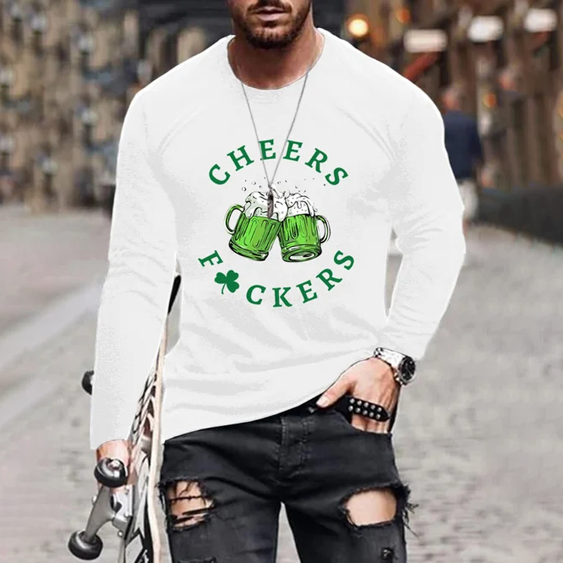 Men'S St. Patrick'S Day Funny Cheers Fuckers Long-Sleeve T-Shirt wearshes