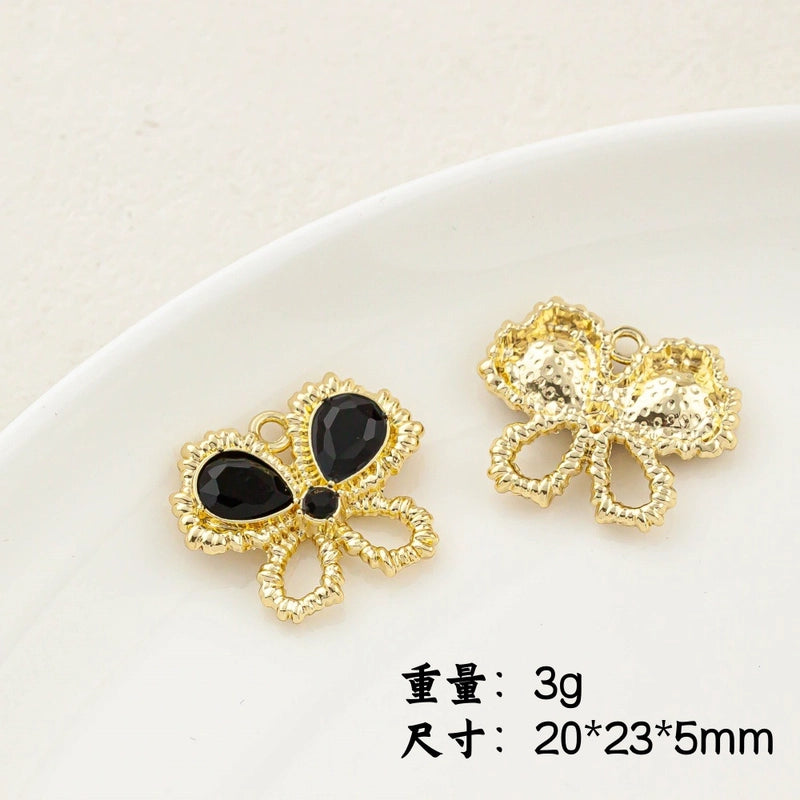 5 PCS/Package 20 * 23mm Alloy Artificial Pearls Rhinestones Flower Butterfly Pendant Jewelry Accessories