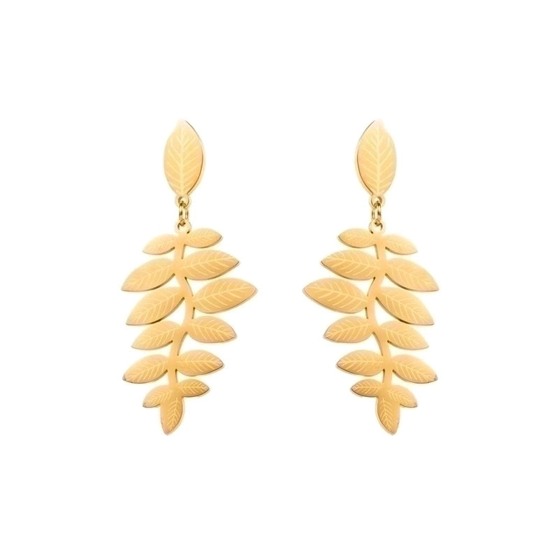 1 Pair Elegant Luxurious Cactus Leaf Heart Shape Hollow Out Inlay 304 Stainless Steel Pearl 18K Gold Plated Drop Earrings