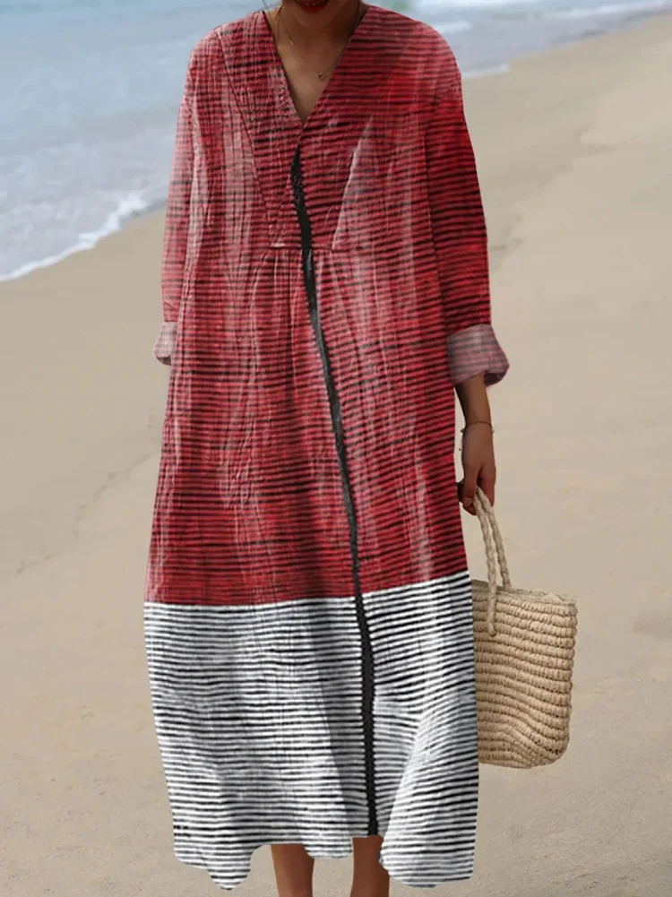 Women's Vintage Geometric Art Print Dress