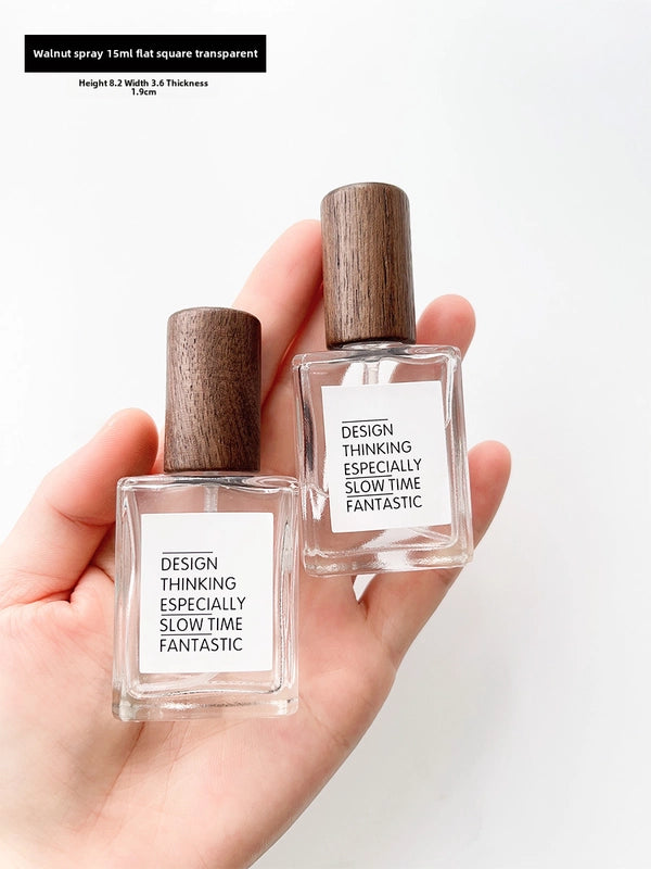 Perfume Sub-bottle High-end Portable 10 Ml Small Sample Bottle Press Bottle Glass Spray Replacement Bottle Wooden Lid Empty Bottle